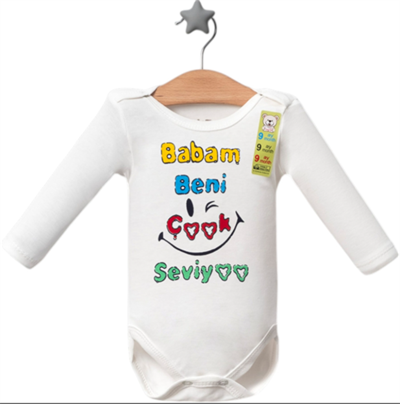 Babam Beni Seviyoo Baskılı uzun kollu Body