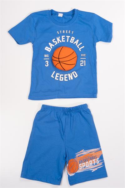 Basketbol Temalı Şortlu Yazlık Takım Koyu Mavi