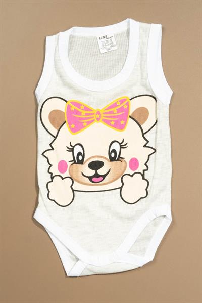 Baskılı Çocuk Body Unisex Gri