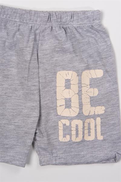 Be Cool Baskılı Askılı Şortlu Erkek Bebek Takımı Kahverengi