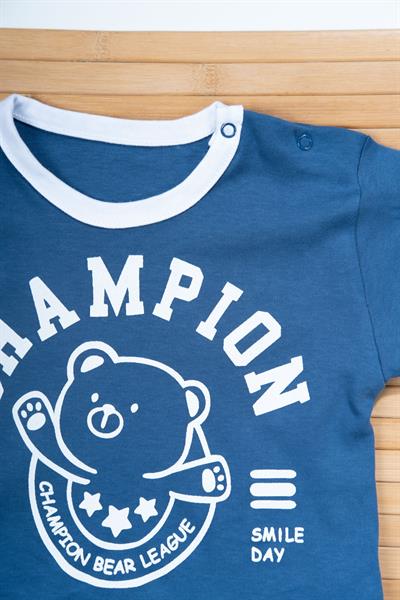 Champion Ayıcık Baskılı Erkek Şortlu Takım Mavi 