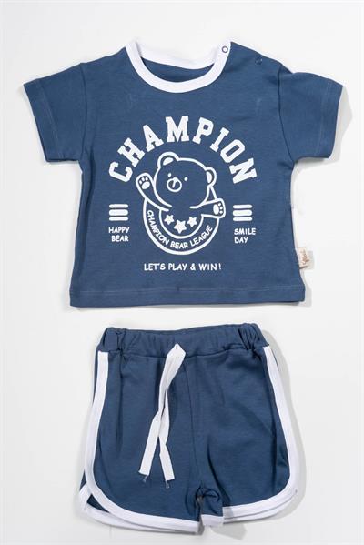 Champion Ayıcık Baskılı Erkek Şortlu Takım Lacivert