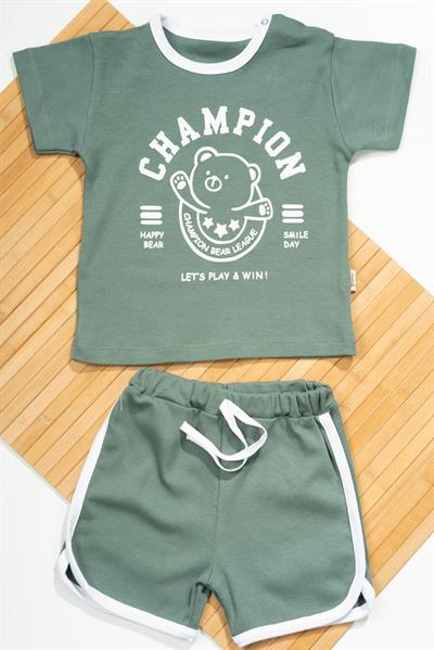 Champion Ayıcık Baskılı Erkek Şortlu Takım  Yeşil