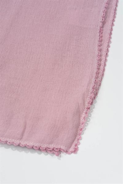 Dantel Kenar Detaylı Müslin Bebek Battaniyesi Pembe (90 X 80)
