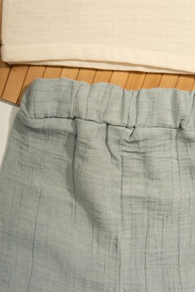 Düğme Detaylı Müslin Erkek Bebek 2li Yazlık Takım Bej & Yeşil