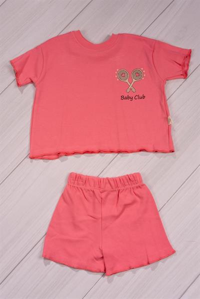 Fırfır Detaylı Baby Club Kız Bebek Şortlu Takım Pembe