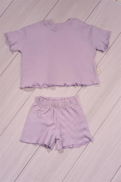 Fırfır Detaylı Baby Club Kız Bebek Şortlu Takım Lila