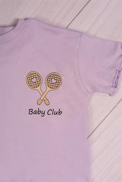 Fırfır Detaylı Baby Club Kız Bebek Şortlu Takım Lila