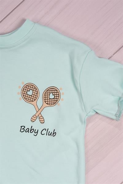 Fırfır Detaylı Baby Club Kız Bebek Şortlu Takım Turkuaz