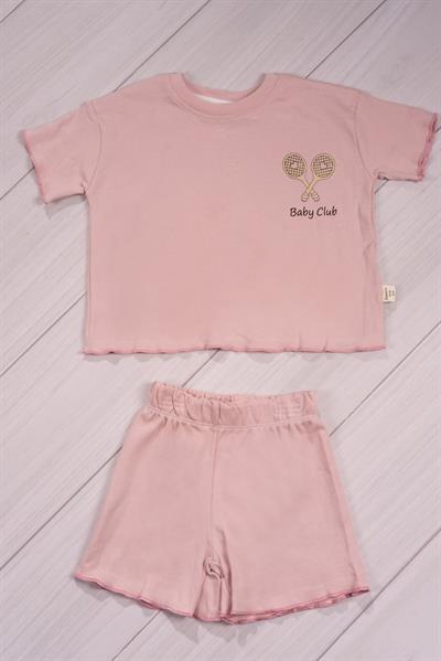 Fırfır Detaylı Baby Club Kız Bebek Şortlu Takım Gül Kurusu