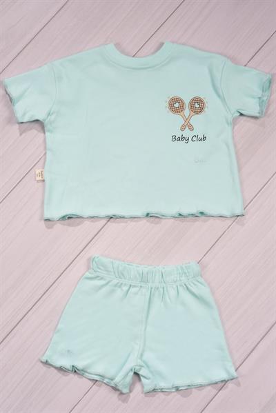 Fırfır Detaylı Baby Club Kız Bebek Şortlu Takım Turkuaz