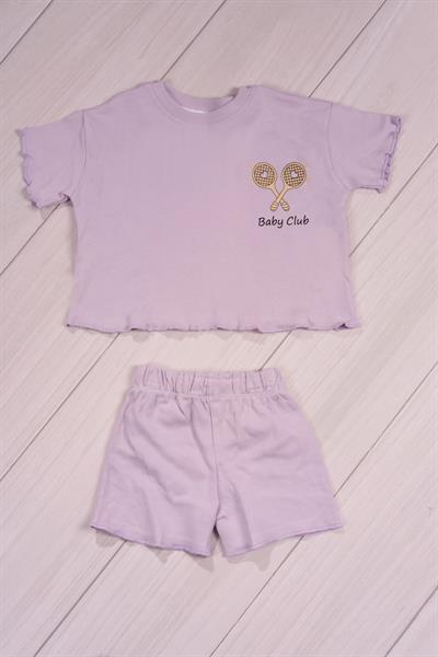 Fırfır Detaylı Baby Club Kız Bebek Şortlu Takım Lila
