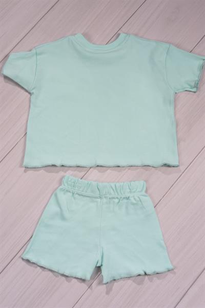 Fırfır Detaylı Baby Club Kız Bebek Şortlu Takım Turkuaz