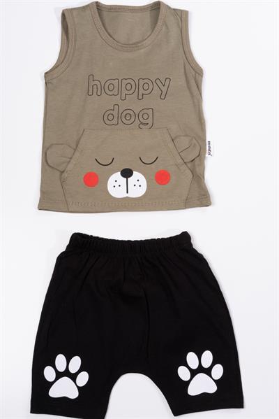 Happy Dog Köpek Pati Baskılı Şortlu Takım Haki