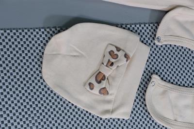 Leopar Desenli 7li Kız Bebek Zıbın Takımı Bej
