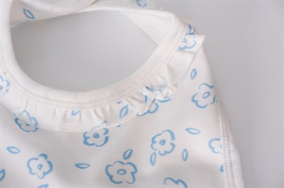 Mavi Jakarlı Fırfırlı 2li Bebek Mama Önlüğü