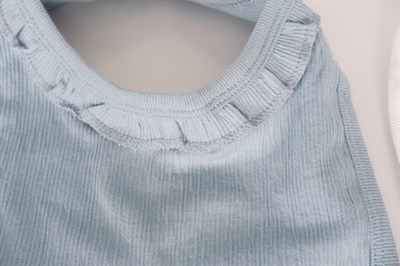 Mavi Jakarlı Fırfırlı 2li Bebek Mama Önlüğü