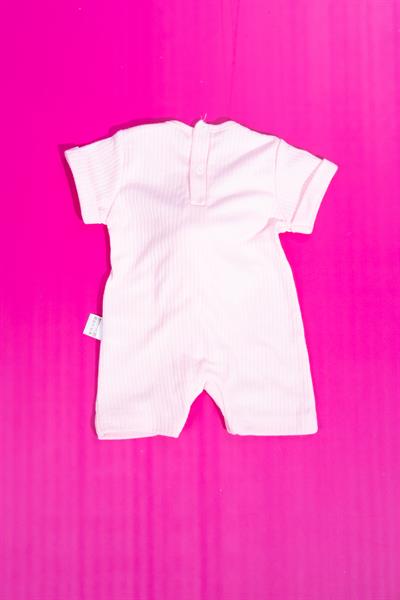 Mini Ayıcık Detaylı Kısa Kollu Yazlık Tulum Pembe