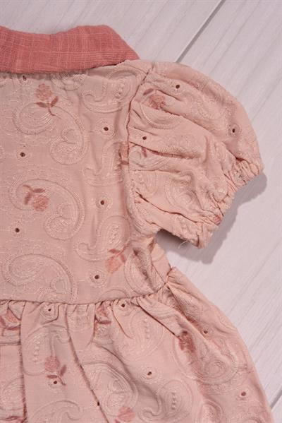 Nakış Detaylı Şortlu Kız Bebek Takımı Somon