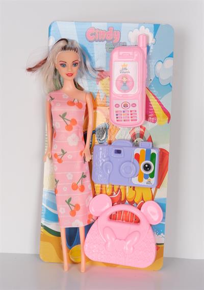 Oyuncak Telefon Foto Makinesi ve Çantalı Oyuncak Bebek
