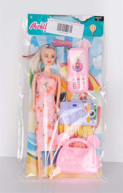 Oyuncak Telefon Foto Makinesi ve Çantalı Oyuncak Bebek