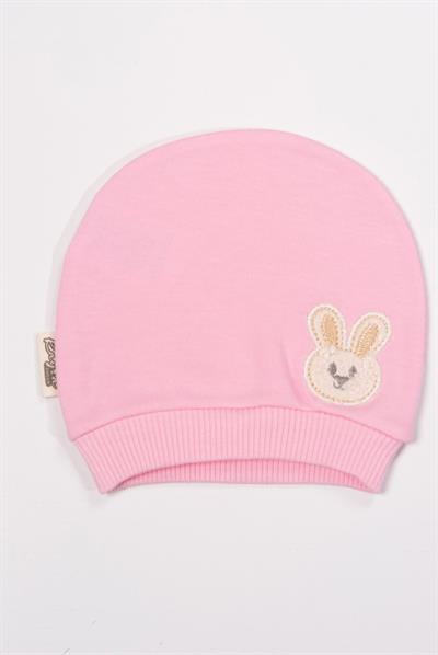 Tavşan Nakışlı Bebek Şapka Pembe