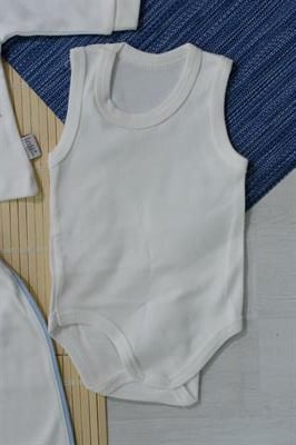 Unisex Ayıcık Desenli 7li Zıbın Takımı Turkuaz Biyeli Krem