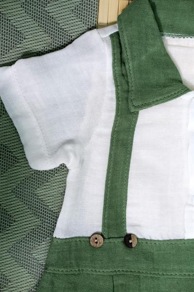 Unisex Askılı Görünümlü Kısa Kollu Bebek Tulum Yeşil