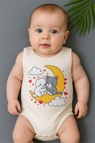 Unisex Ekru Body Çıtçıtlı Bisiklet Yaka Atlet Kol 