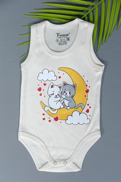 Unisex Ekru Body Çıtçıtlı Bisiklet Yaka Atlet Kol 