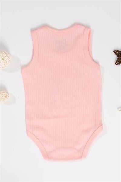 Unisex Pembe Body Çıtçıtlı Bisiklet Yaka Atlet Kol 