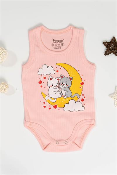 Unisex Pembe Body Çıtçıtlı Bisiklet Yaka Atlet Kol 