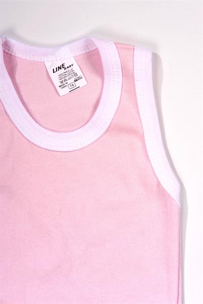 Unisex Toz Pembe Body Çıtçıtlı Bisiklet Yaka Atlet Kol Beyaz