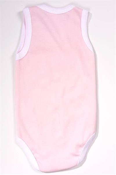 Unisex Toz Pembe Body Çıtçıtlı Bisiklet Yaka Atlet Kol Beyaz