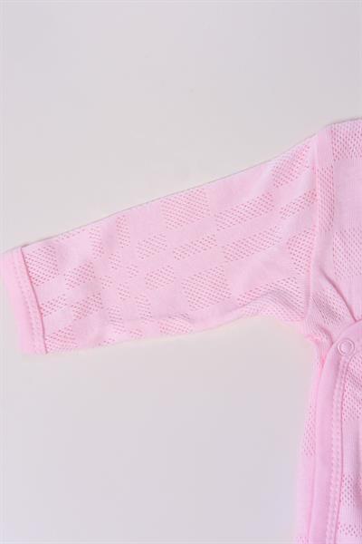 Uzun Kol Kundaklı Body Kare Desen Klimalı Kumaş Pembe