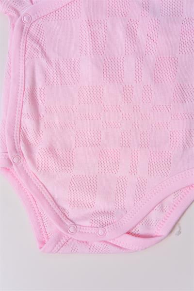Uzun Kol Kundaklı Body Kare Desen Klimalı Kumaş Pembe