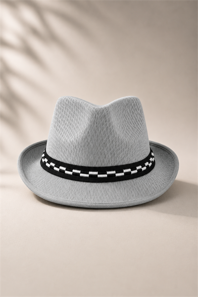 Yazlık Örgü Fedora Şapka Buz grisi