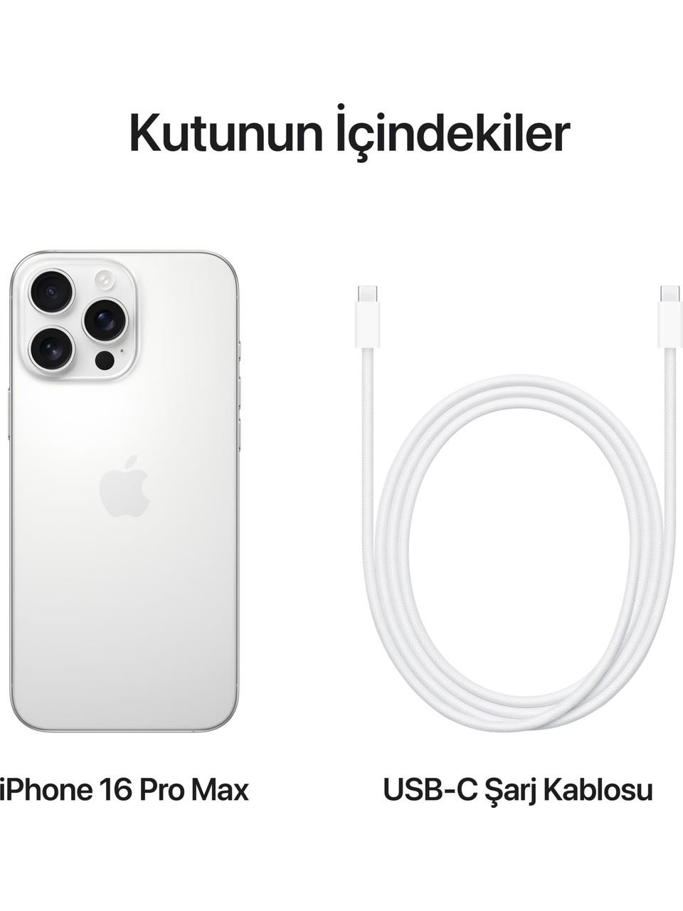 Apple iPhone 16 Pro Max 512 GB Beyaz Titanyum Cep Telefonu (Apple TR Garantili) - Outlet