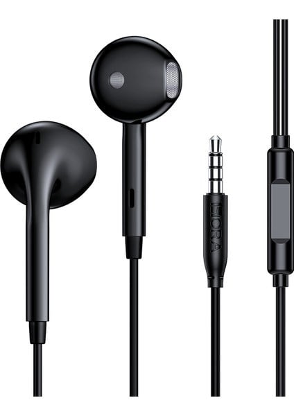 AUT122 3.5mm Kulak Içi Kablolu Kulaklık A369 Derin Bas ve Net Ses Kalitesi Mikrofonlu - Siyah