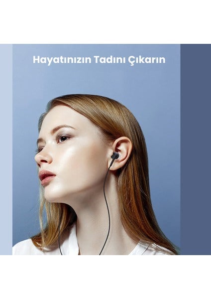 AUT122 3.5mm Kulak Içi Kablolu Kulaklık A369 Derin Bas ve Net Ses Kalitesi Mikrofonlu - Siyah