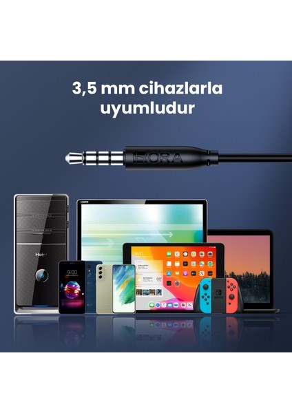 AUT122 3.5mm Kulak Içi Kablolu Kulaklık A369 Derin Bas ve Net Ses Kalitesi Mikrofonlu - Siyah