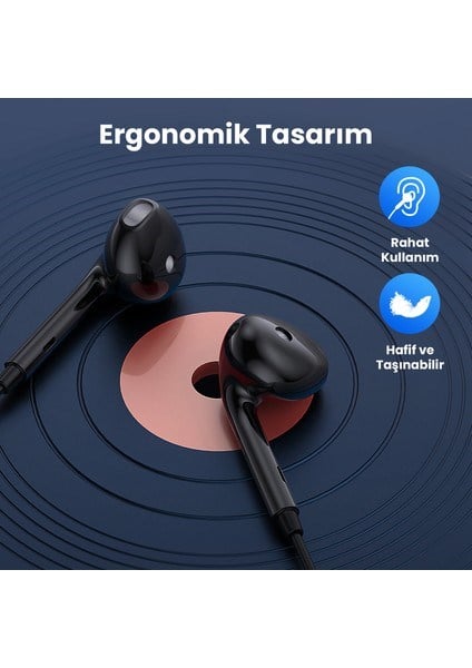 AUT122 3.5mm Kulak Içi Kablolu Kulaklık A369 Derin Bas ve Net Ses Kalitesi Mikrofonlu - Siyah