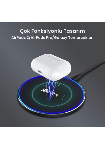 GAR151 Kablosuz Hızlı Şarj Cihazı 15W Airpods ve Apple iPhone Uyumlu Hızlı Şarj