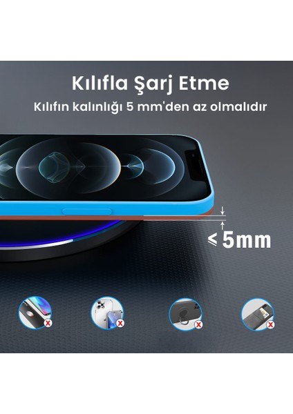 GAR151 Kablosuz Hızlı Şarj Cihazı 15W Airpods ve Apple iPhone Uyumlu Hızlı Şarj
