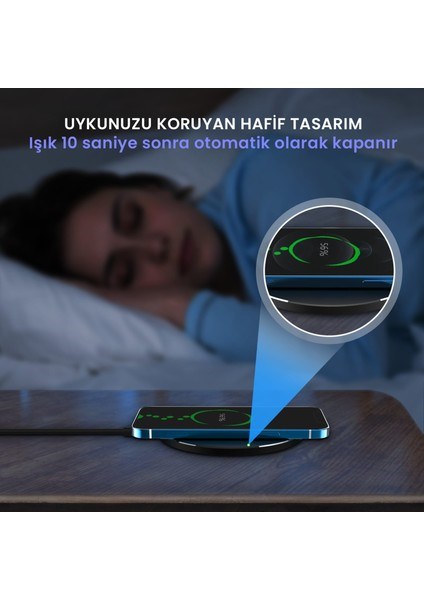 GAR151 Kablosuz Hızlı Şarj Cihazı 15W Airpods ve Apple iPhone Uyumlu Hızlı Şarj