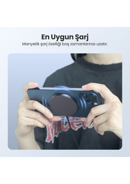 GAR281 Manyetik Kablosuz Şarj Cihazı - Ios ve Android Uyumlu - Yüksek Verimlilik - Siyah