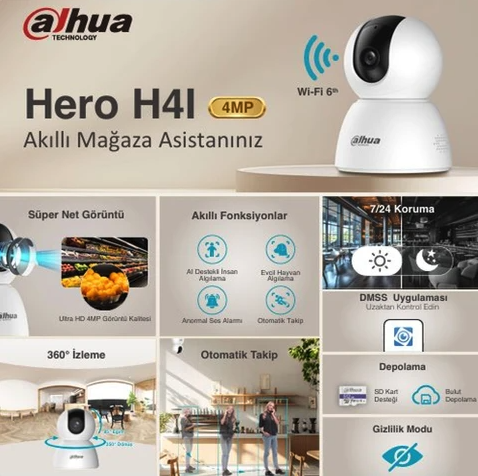 Dahua Hero H4I 4MP Hareketli İç Mekan Wi-Fi Güvenlik Kamerası