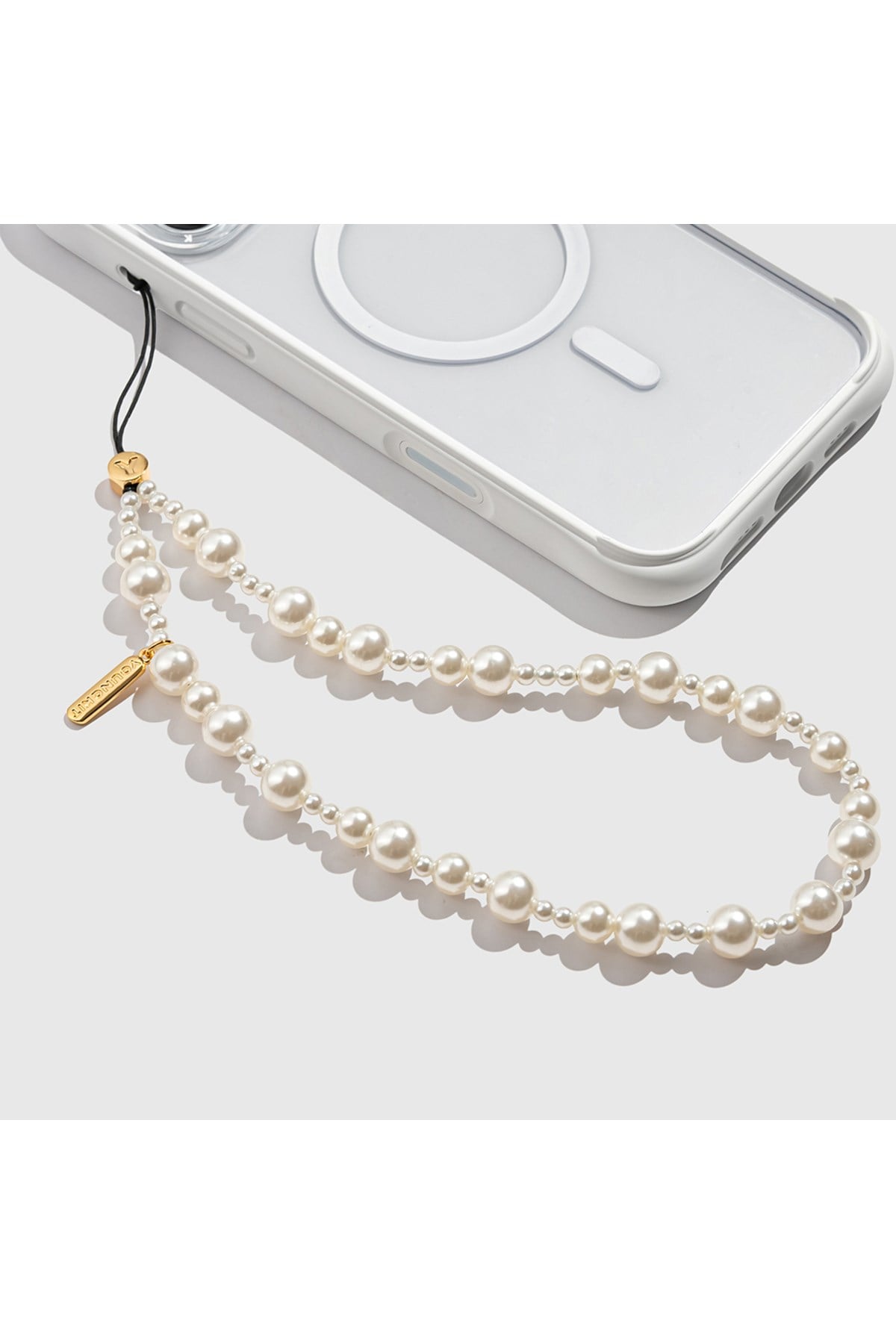 Pearl Serisi İnci Tasarımlı Telefon Askı İpi 40cm Gold