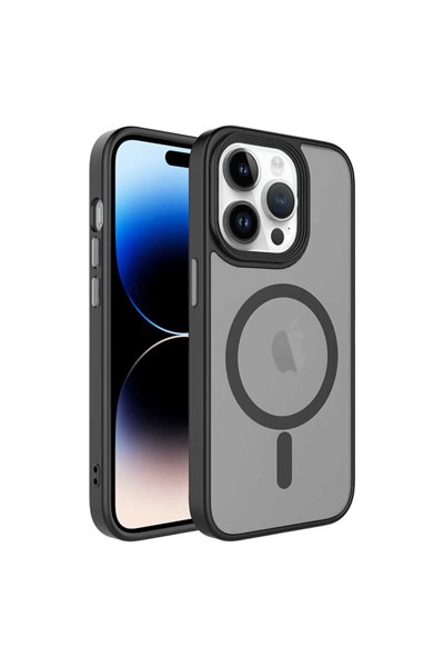 Apple iPhone 12 Pro Max Kılıf Mat Arka Yüzey Wireless Şarj Özellikli Zore Flet Magsafe Kapak
