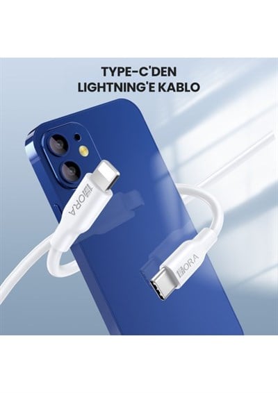CAB258 3A Type-C To Lightning Data ve Şarj Kablosu - 1 Metre - Hızlı Şarj - Beyaz